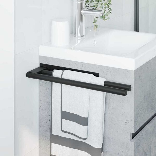 vidaXL Håndklædestang Sort 40 x 9 x 4 cm Rustfrit stål