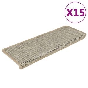 vidaXL selvkl&aelig;bende trappem&aring;tter 15 stk. 65x21x4 cm sisal-look lysegr&oslash;n