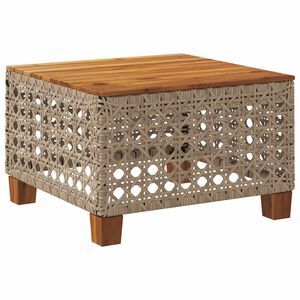 vidaXL havebord 55x55x36 cm polyrattan og akacietr&aelig; beige