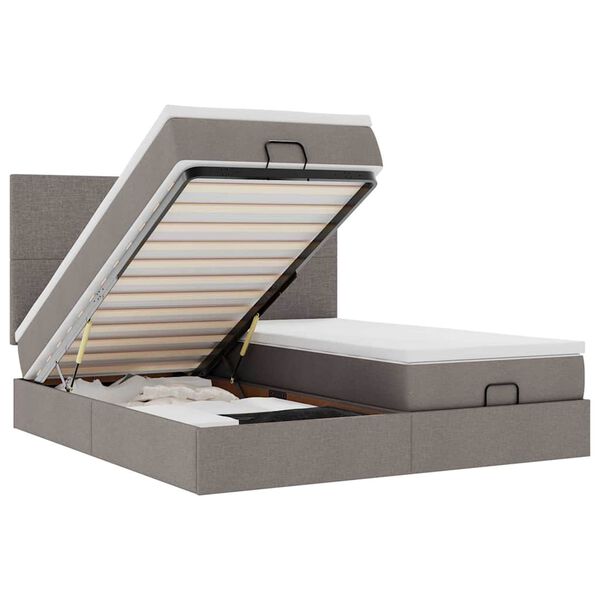 vidaXL osmannisk sengeramme med madrasser 160x200 cm stof gr&aring;brun