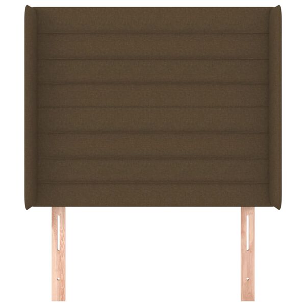 vidaXL sengegavl med kanter 93x16x118/128 cm stof m&oslash;rkebrun