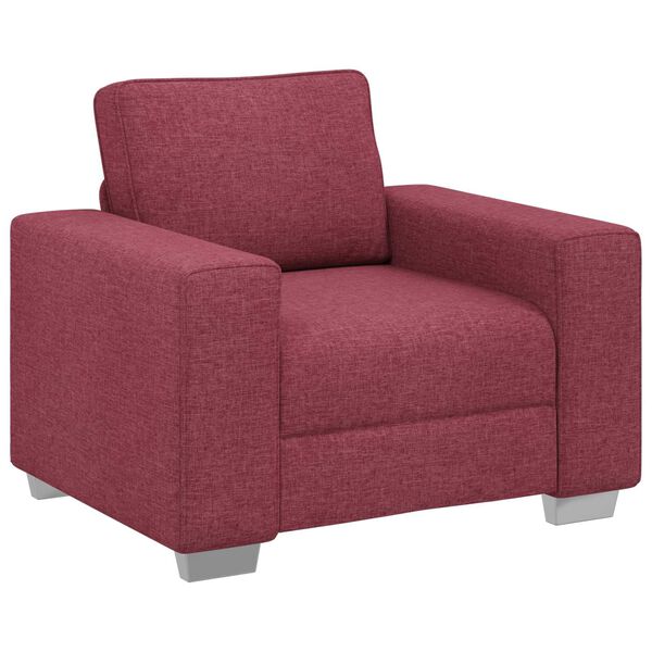 vidaXL Sofa 3 pcs Vindrød Linned-blandet stof
