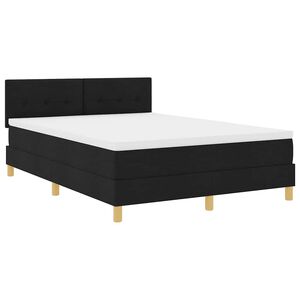 vidaXL LED Box Spring Bed med LED-lysstrimler Sort 140 x 190 cm Stof