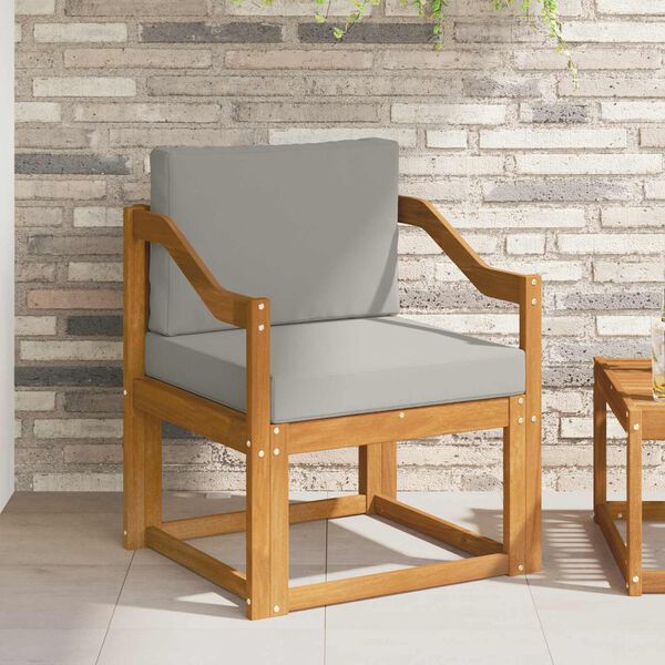 vidaXL Udend&oslash;rs sofa Soli Akacietr&aelig; og polyester Naturlig og lys gr&aring;