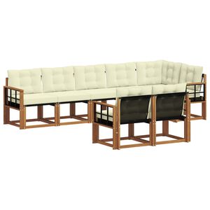 vidaXL Udend&oslash;rs sofagruppe med pude 8 pcs Naturlig og Fl&oslash;de