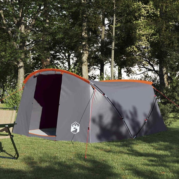 vidaXL Tunneltelt med tag Gr&aring; og orange 318 x 275 x 140 cm