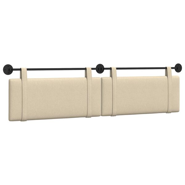 vidaXL H&aelig;ngende Hovedgavl V&aelig;gmonteret Creme 210 x 55 x 5 cm Stof