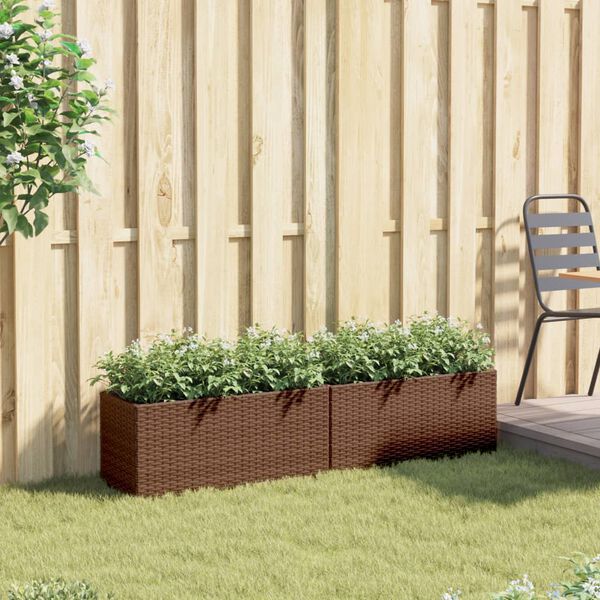 vidaXL plantekasser 2 stk. med 2 potter 72x30x32 cm polyrattan brun