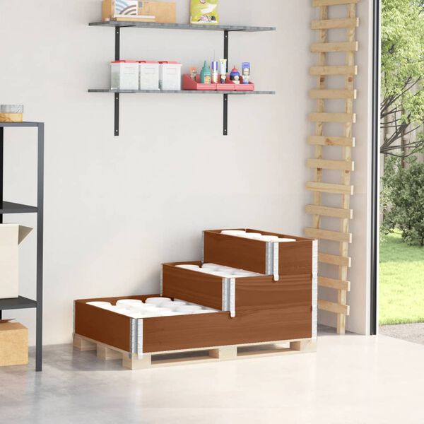 vidaXL h&oslash;jbed 120x80 cm 3 niveauer massivt fyrretr&aelig; brun