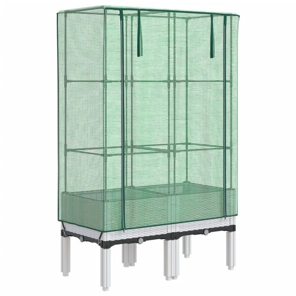 vidaXL h&oslash;jbed med drivhusovertr&aelig;k 80x40x140 cm rattan-look