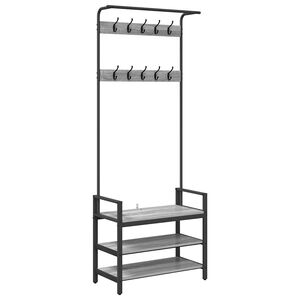 vidaXL Jakkeholder Gr&aring; Sonoma 75 x 34 x 184 cm Konstrueret tr&aelig;