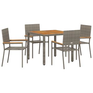 vidaXL Have Spisebordss&aelig;t 5 pcs Gr&aring; polyrattan