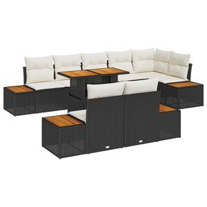vidaXL Havesofa S&aelig;t 9 stk. Sort Poly rattan