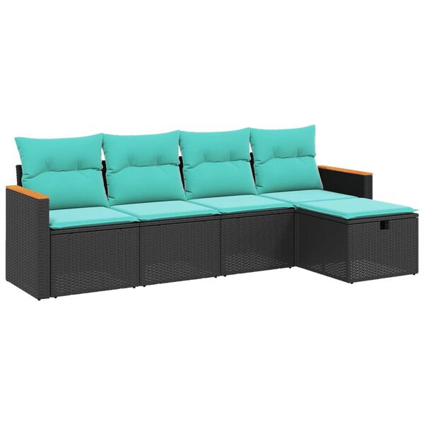 vidaXL sofas&aelig;t til haven 5 dele med hynder polyrattan sort