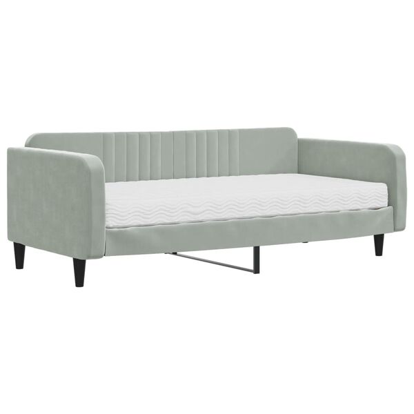 vidaXL daybed med madras 100x200 cm velour lysegrå