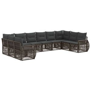 vidaXL Havesofa S&aelig;t 10 stk. Gr&aring; og M&oslash;rkegr&aring; polyrattan