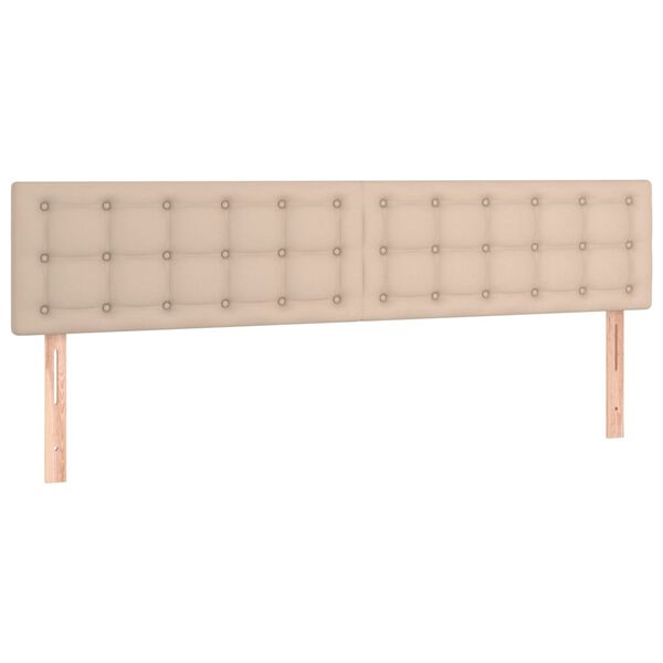vidaXL sengegavl med LED-lys 160x5x78/88cm kunstl&aelig;der cappuccinofarvet
