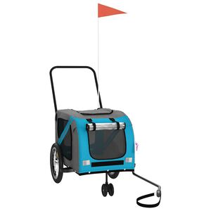 vidaXL cykeltrailer til kæledyr oxfordstof og jern blå og grå