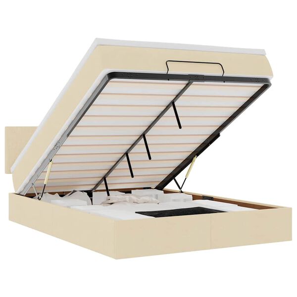 vidaXL ottoman seng med madras & LEDs 140x190 cm stof fl&oslash;de