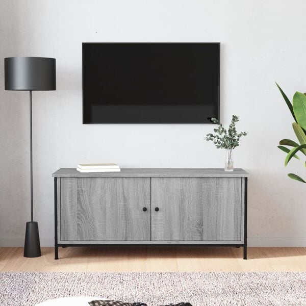 vidaXL tv-bord med l&aring;ger 102x35x45 cm konstrueret tr&aelig; gr&aring; sonoma-eg