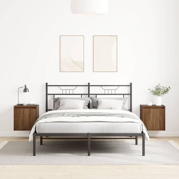 vidaXL v&aelig;gh&aelig;ngte sengeborde 2 stk. 38x34x40 cm brun egetr&aelig;sfarve