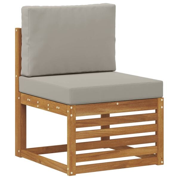 vidaXL Sofas&aelig;t med pude 6 pcs Naturlig og Lys Gr&aring; Massivt Akacietr&aelig;