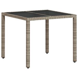vidaXL havebord med glastop 90x90x75 cm polyrattan lysegr&aring;