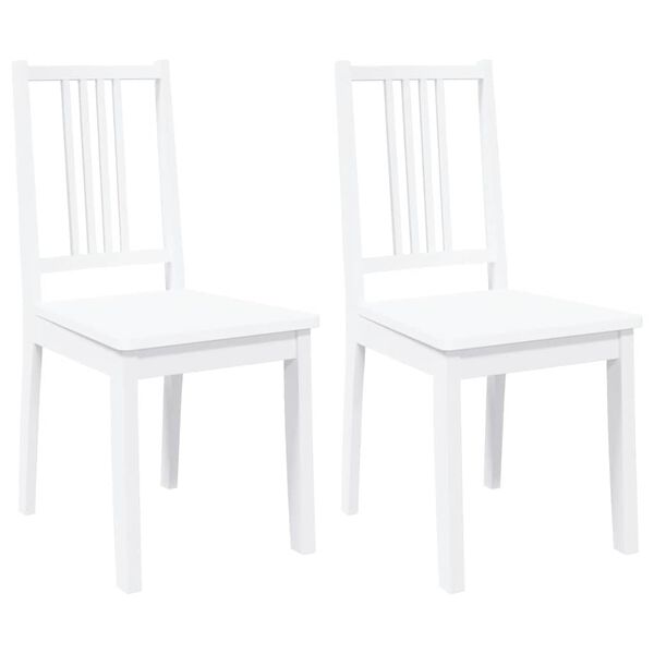 vidaXL spisebordsstole 2 stk. massivt gummitræ hvid