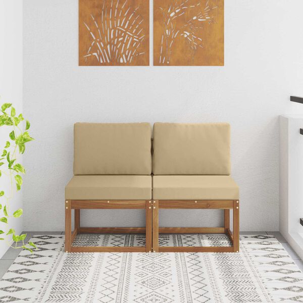 vidaXL 2 Stk Udend&oslash;rs Mellem Sofa Massivt Akacietr&aelig; Naturfarvet