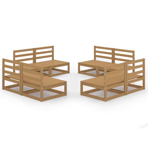 vidaXL lounges&aelig;t til haven 8 dele massivt fyrretr&aelig; gyldenbrun