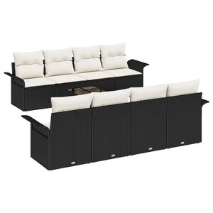 vidaXL Havesofa S&aelig;t 9 pcs Sort Poly rattan