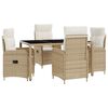 vidaXL Udend&oslash;rs spise s&aelig;t 5 stk. Beige og cremehvid polyrattan