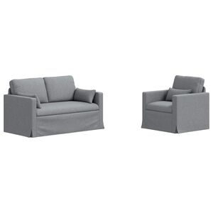 vidaXL Sofa S&aelig;t 2 pcs Lysegr&aring; 139 x 78 x 80 cm Stof