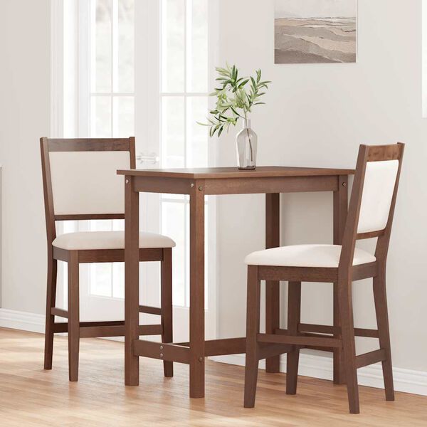 vidaXL barstole med hynder 2 stk. massivt gummitr&aelig; brun