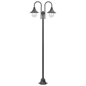 vidaXL havestolpelampe E27 220 cm aluminium 2 lanterner bronzefarvet