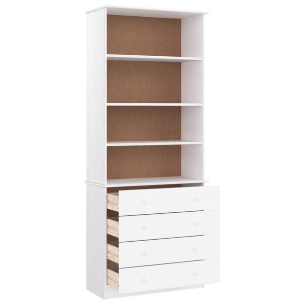 vidaXL bogreol med skufferALTA 77x35x186,5 cm massivt fyrretræ hvid