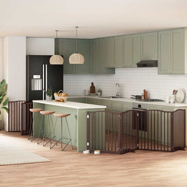 vidaXL hundel&aring;ge med d&oslash;r 10 paneler 800 cm foldbar poppeltr&aelig; brun