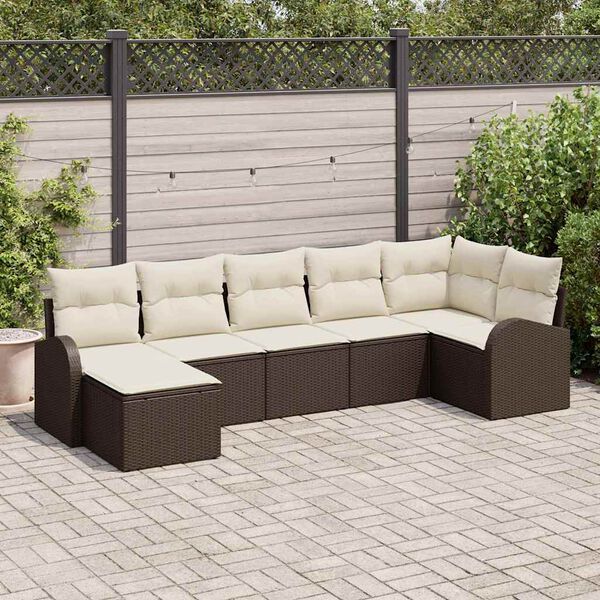 vidaXL Havesofa Sæt 7 pcs Brun Poly rattan