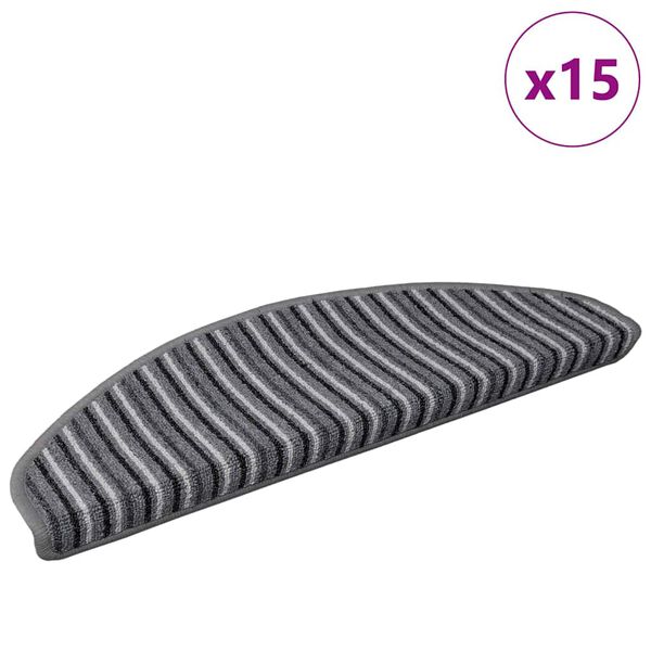 vidaXL Selvklæbende Trappemåtter 15 pcs Grå 65 x 21 x 4 cm
