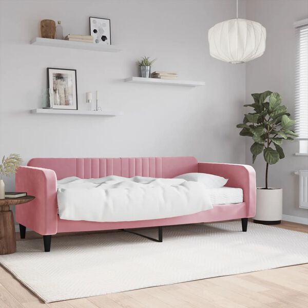 vidaXL daybed med madras 90x200 cm velour pink