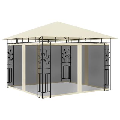 vidaXL pavillon med myggenet 3x3x2,73 m 180 g/m² cremefarvet