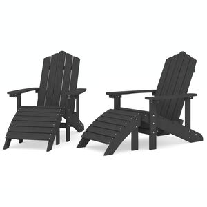 vidaXL Adirondack-havestole med fodst&oslash;tte 2 stk. HDPE antracitgr&aring;