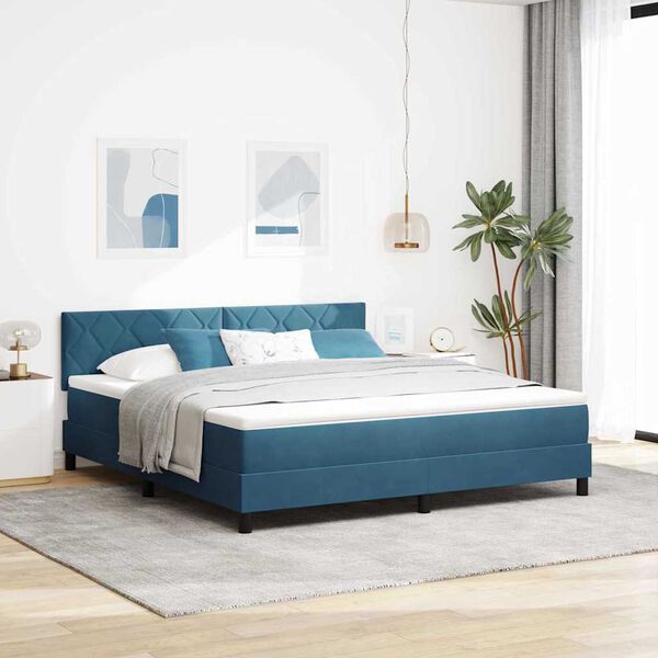 vidaXL LED Box Spring Bed med madras M&oslash;rk bl&aring; 180 x 200 cm Fl&oslash;jl