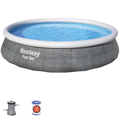 Bestway oppusteligt poolsæt med pumpe Fast Set 396x84 cm
