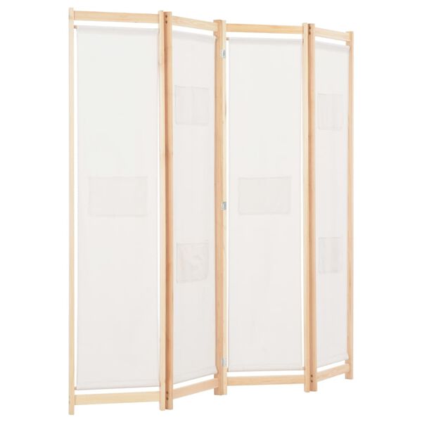 vidaXL 4-panels rumdeler 160 x 170 x 4 cm stof cremefarvet