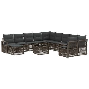 vidaXL Havesofa S&aelig;t 12 stk. Gr&aring; polyrattan
