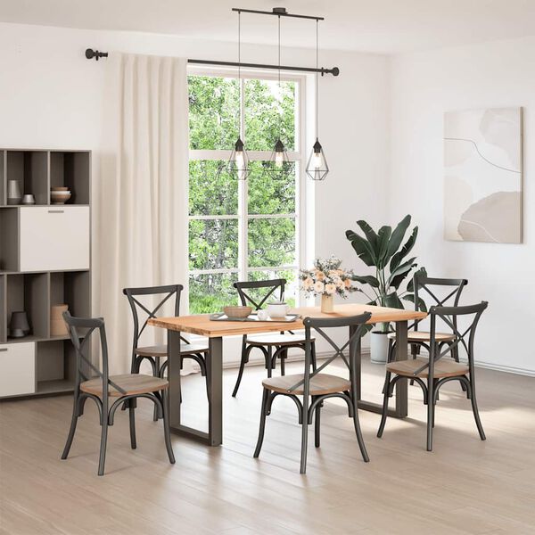 vidaXL spisebordsben U-formet 2 stk. naturst&aring;l 70x(72-73) cm st&aring;l