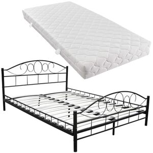 vidaXL seng med madras sort metal 180 x 200 cm