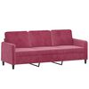 vidaXL 3-personers sofa med fodskammel 180 cm velour vinr&oslash;d