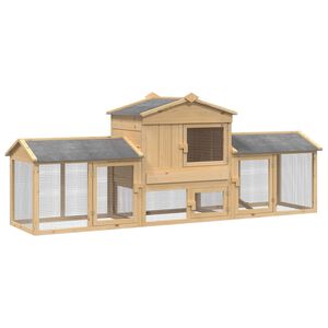 vidaXL Kyllingehus 3 stk. Brun 225 x 60 x 89 cm Massivt fyrretr&aelig;
